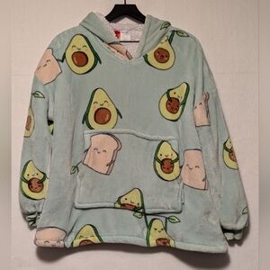 The Oodie Avocado Toast Fleece Hoodie Plush Pullover Kangaroo Pocket Womens SOFT